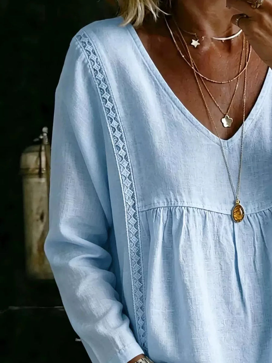 White blouse with hip-length and pullover