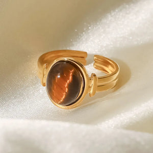 brown ring with adjustable and striped