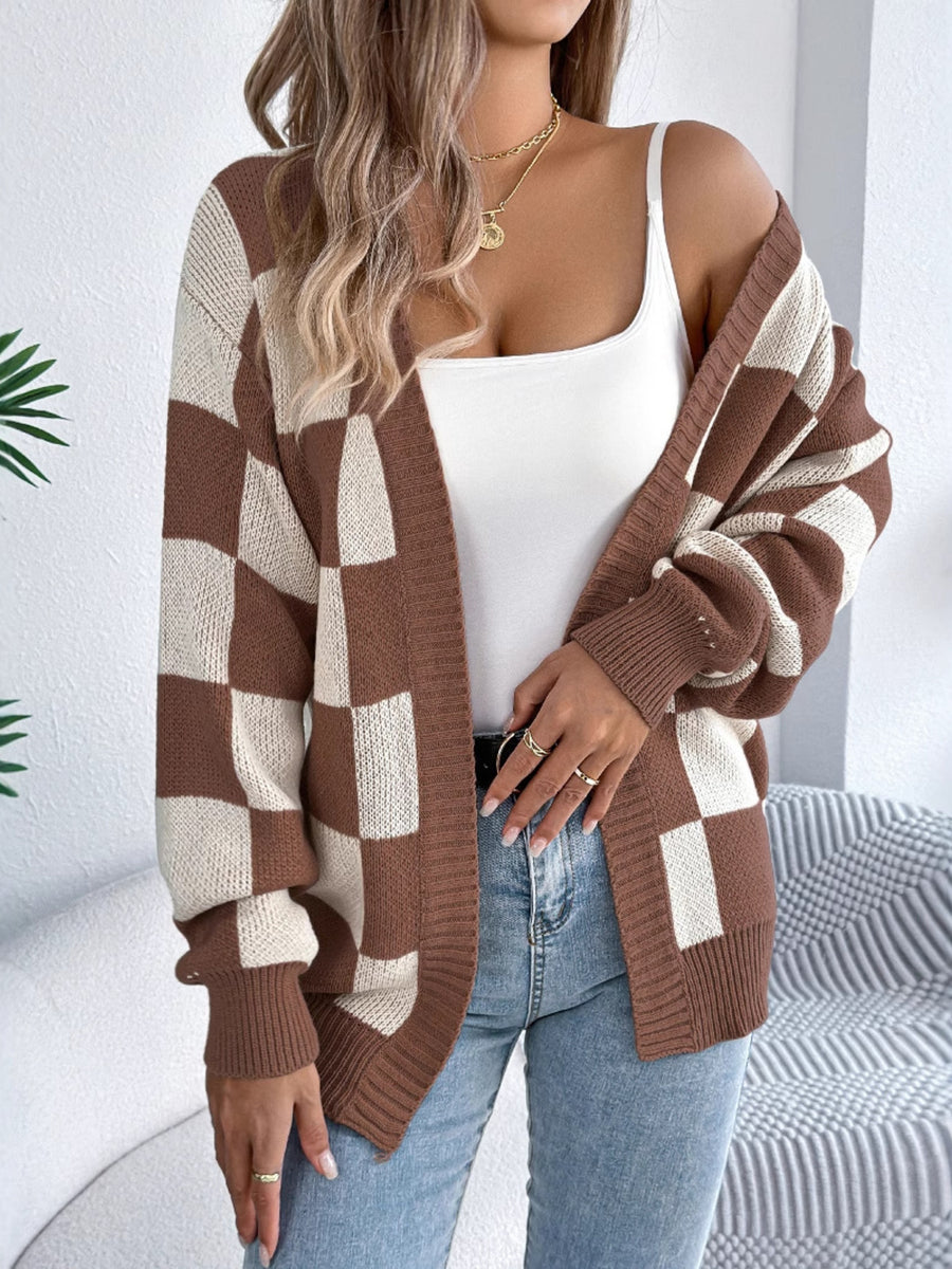 black cardigan with ribbed cuffs and long sleeve