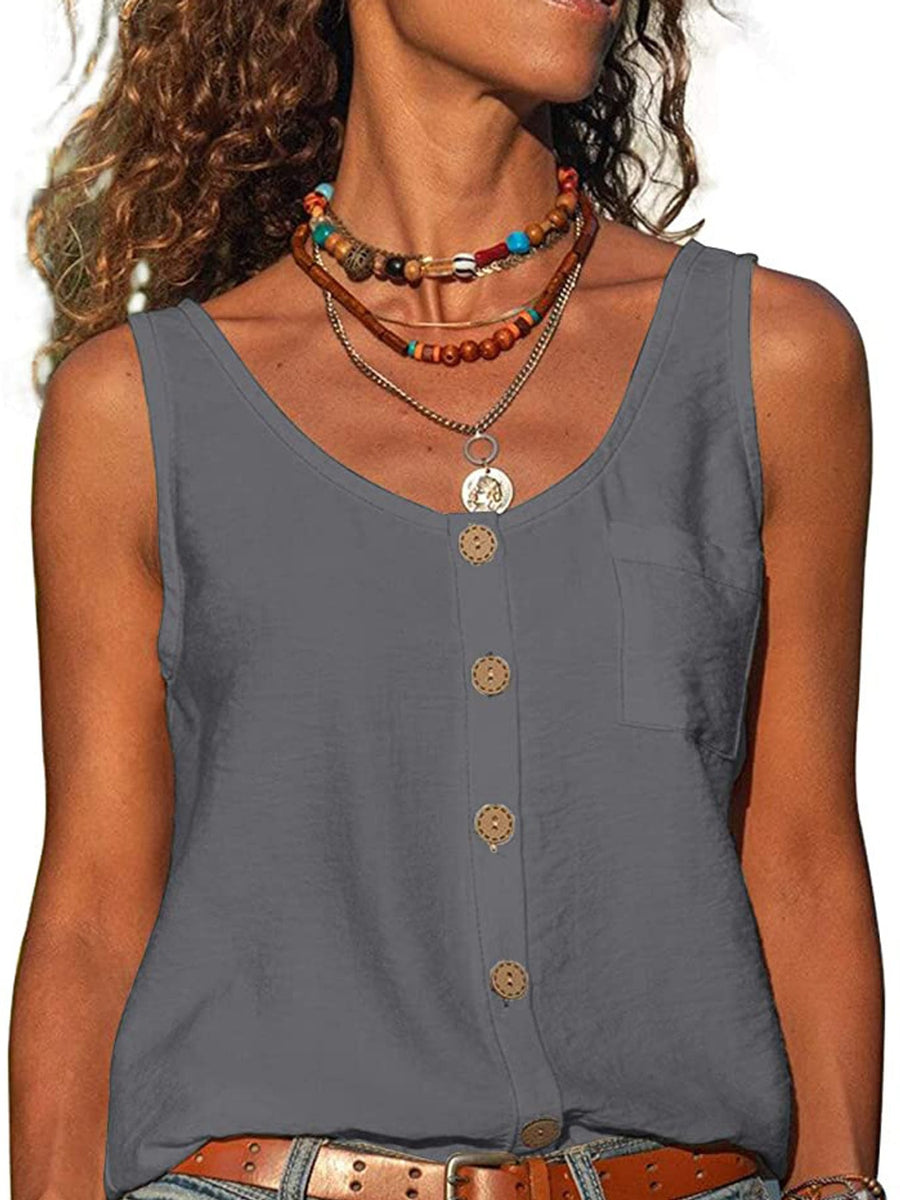 tank top in White with pocketed and hip-length