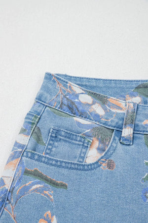 wide-leg jeans featuring floral in Medium with 72% cotton, 26% polyester, 2% elastane Care instructions: Machine wash cold