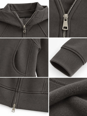 Slim-Fit Full-Zip Hoodie in Black