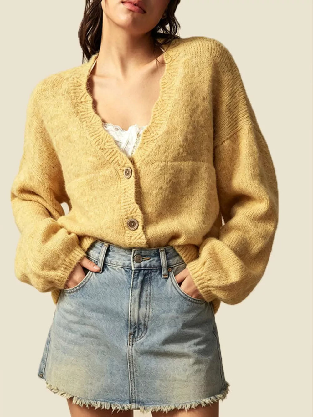 100% polyester Care instructions: Machine wash cold cardigan in Dust Storm with oversized silhouette