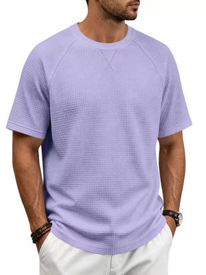 95%cotton, 5%spandex Care instructions: Machine wash cold t-shirt in Lavender with relaxed silhouette
