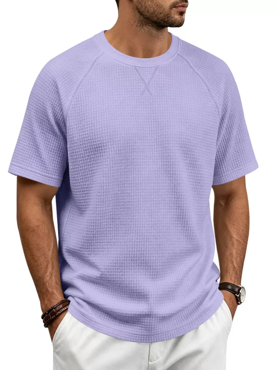 95%cotton, 5%spandex Care instructions: Machine wash cold t-shirt in Lavender with relaxed silhouette