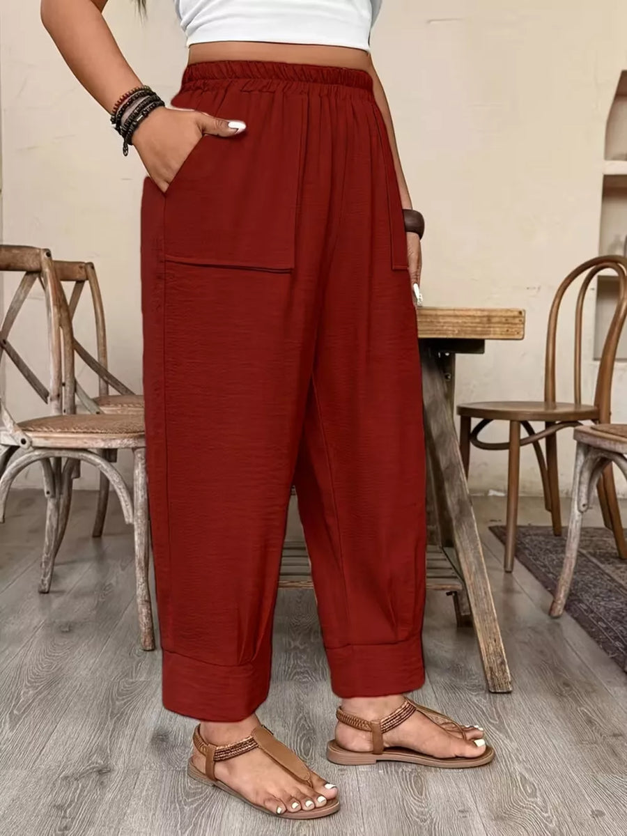 wide-leg pants in Burgundy with N/A and N/A
