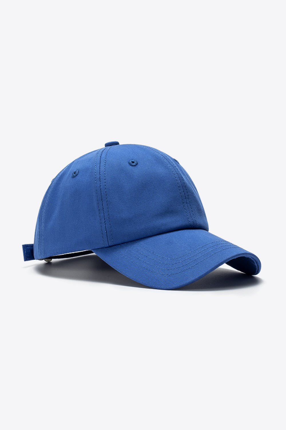 Cobalt blue cotton baseball cap with adjustable strap