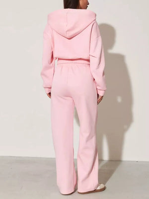 Zip-up Hoodie And Wide-leg Pants Set, view 12