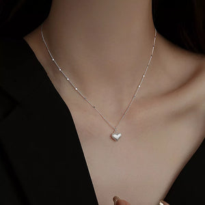 925 Sterling Silver Heart Necklace in Silver