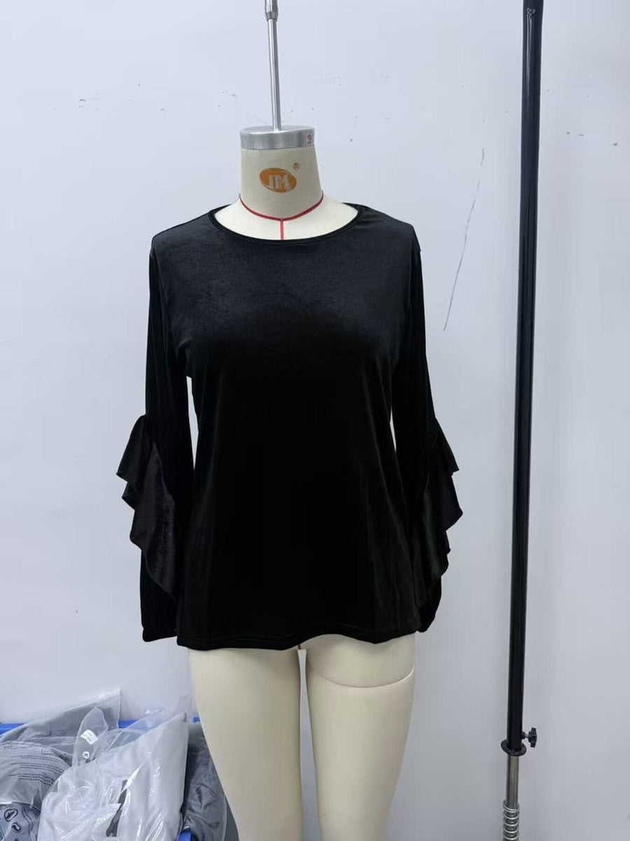 romantic blouse in Burgundy with round neck