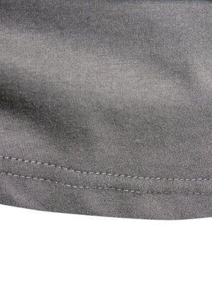 Gray textured crew-neck tee with double-stitched hem detail