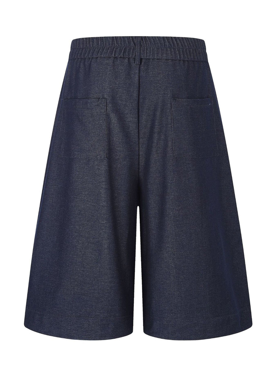 95%cotton,5%spandex Care instructions: Machine wash cold pants in Blue with wide-leg silhouette