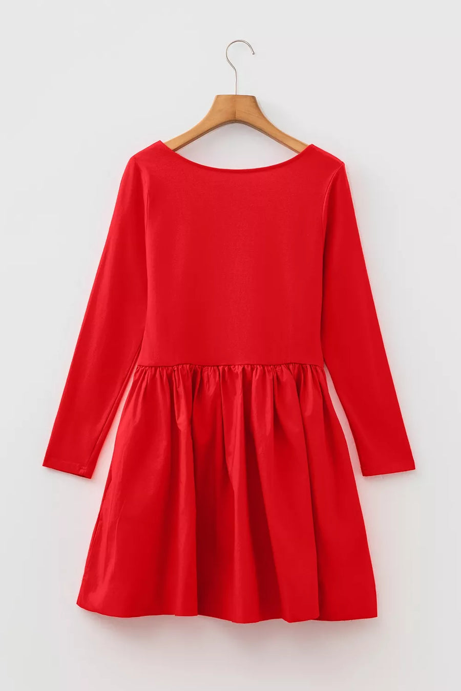 U Neck Long Sleeve Fit And Flare Mini Dress option 4