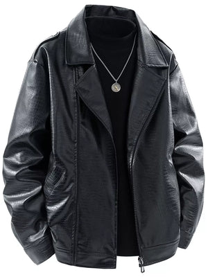 Gray/white Men's Plus Size Lapel Collar Long Sleeve Outerwear