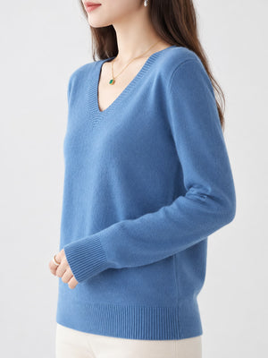 v-neck sweater in Light Purple with v-neck and long sleeve