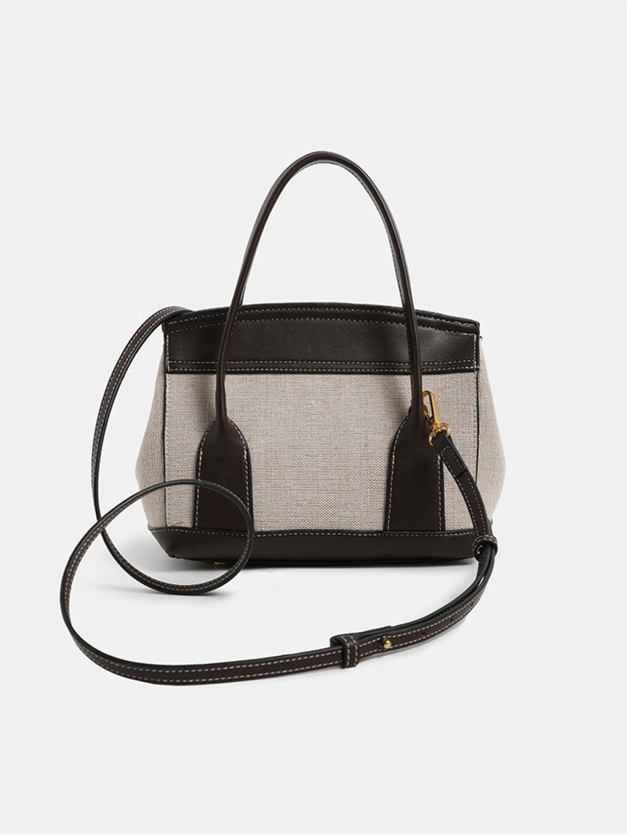 handbag in light beige with color-block and structured