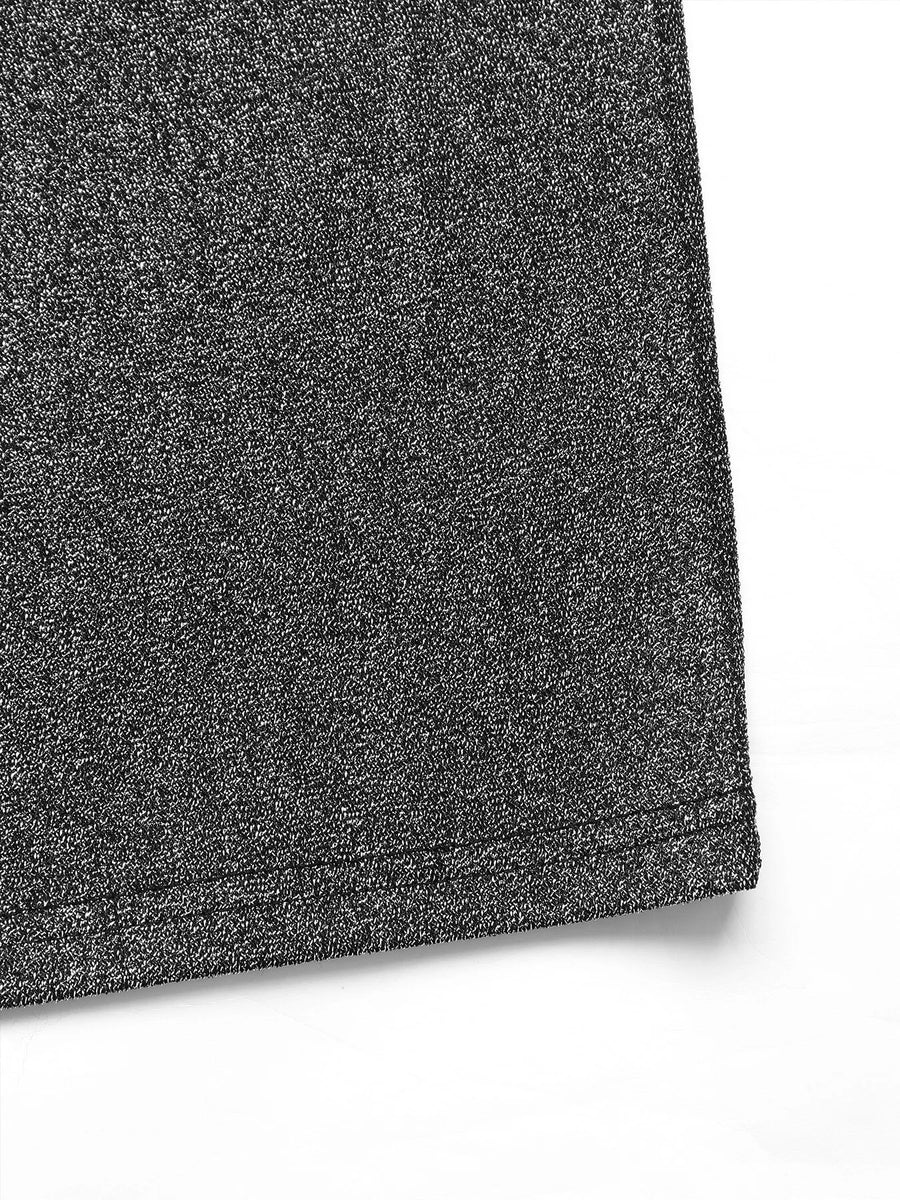 Gray glitter one shoulder wide-leg jumpsuit hem detail