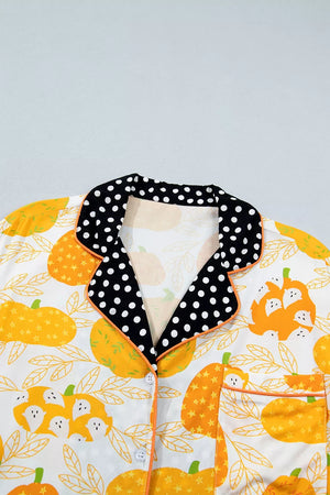 pajama set featuring novelty print in Sherbet with 100% viscose Care instructions: Machine wash cold texture