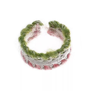 Brass Yarn-wrapped Open Ring in Green with adjustable
