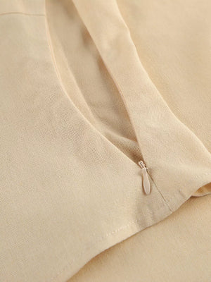 30% linen, 20% polyester, 20% rayon, 30% cotton Care instructions: Machine wash two-piece set in Khaki Color with relaxed