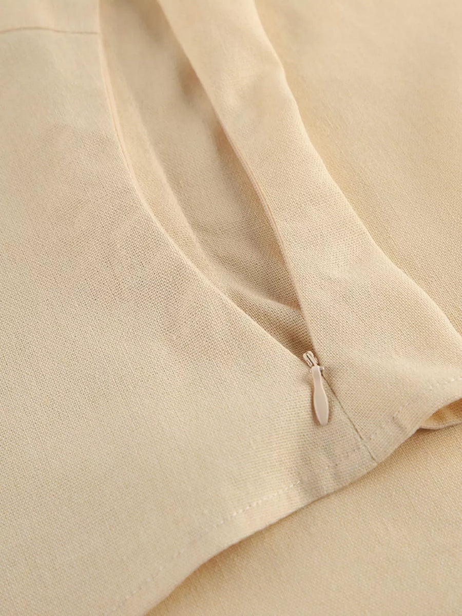 30% linen, 20% polyester, 20% rayon, 30% cotton Care instructions: Machine wash two-piece set in Khaki Color with relaxed