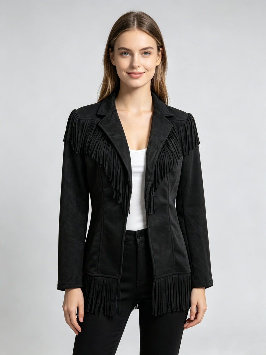jacket in Camel with notch lapel and long sleeve