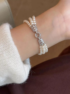 bracelet in silver with geometric and three layers