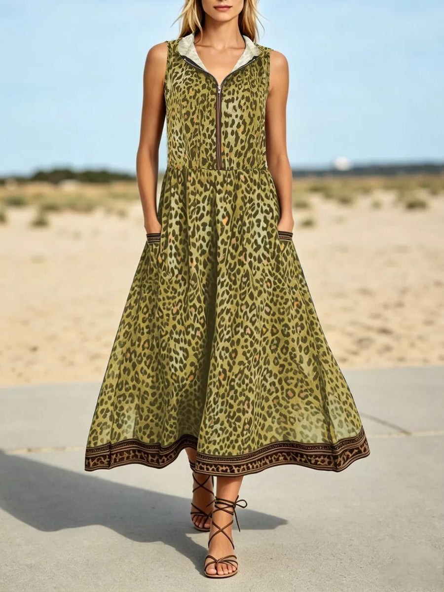 Yellow maxi dress with maxi and zip-front