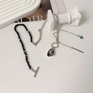 Black with Gothic Punk Star Charm Toggle Necklace