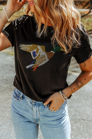charcoal t-shirt with animal graphic and round neck