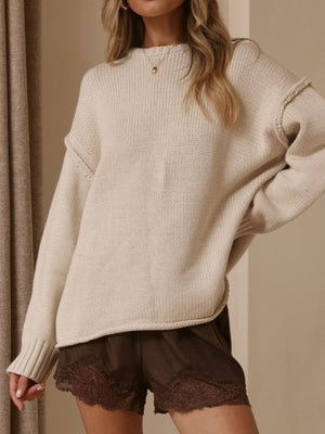100% polyester Care instructions: Machine wash cold pullover sweater in Blue with relaxed silhouette