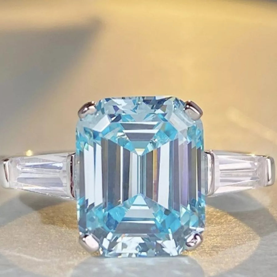 925 sterling silver,Zircon Care instructions: Avoid wearing during exercise, as ring in Mint Blue with fitted silhouette