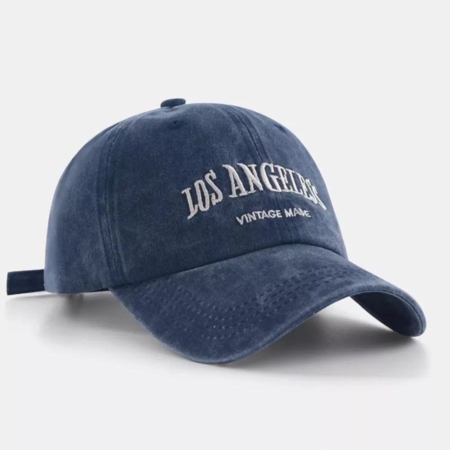 Navy blue baseball cap with embroidered Los Angeles and Vintage Made text
