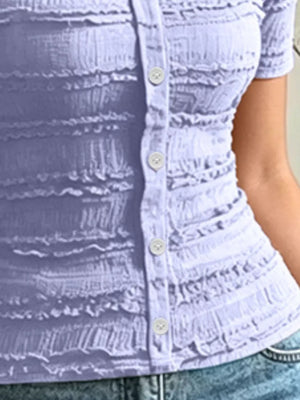 white fitted blouse with square neck