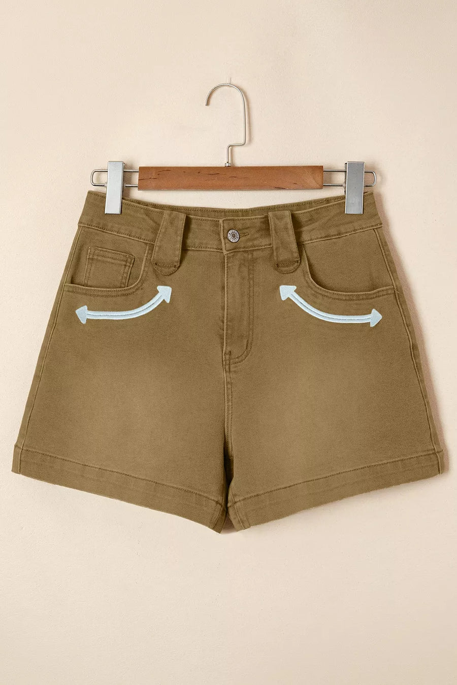 Contrast Arrow Detail Western Denim Shorts option 3