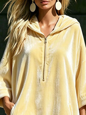 Pastel Yellow relaxed hoodie dress with hooded