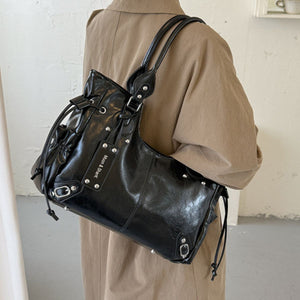 black with handbag with drawstring sides 9