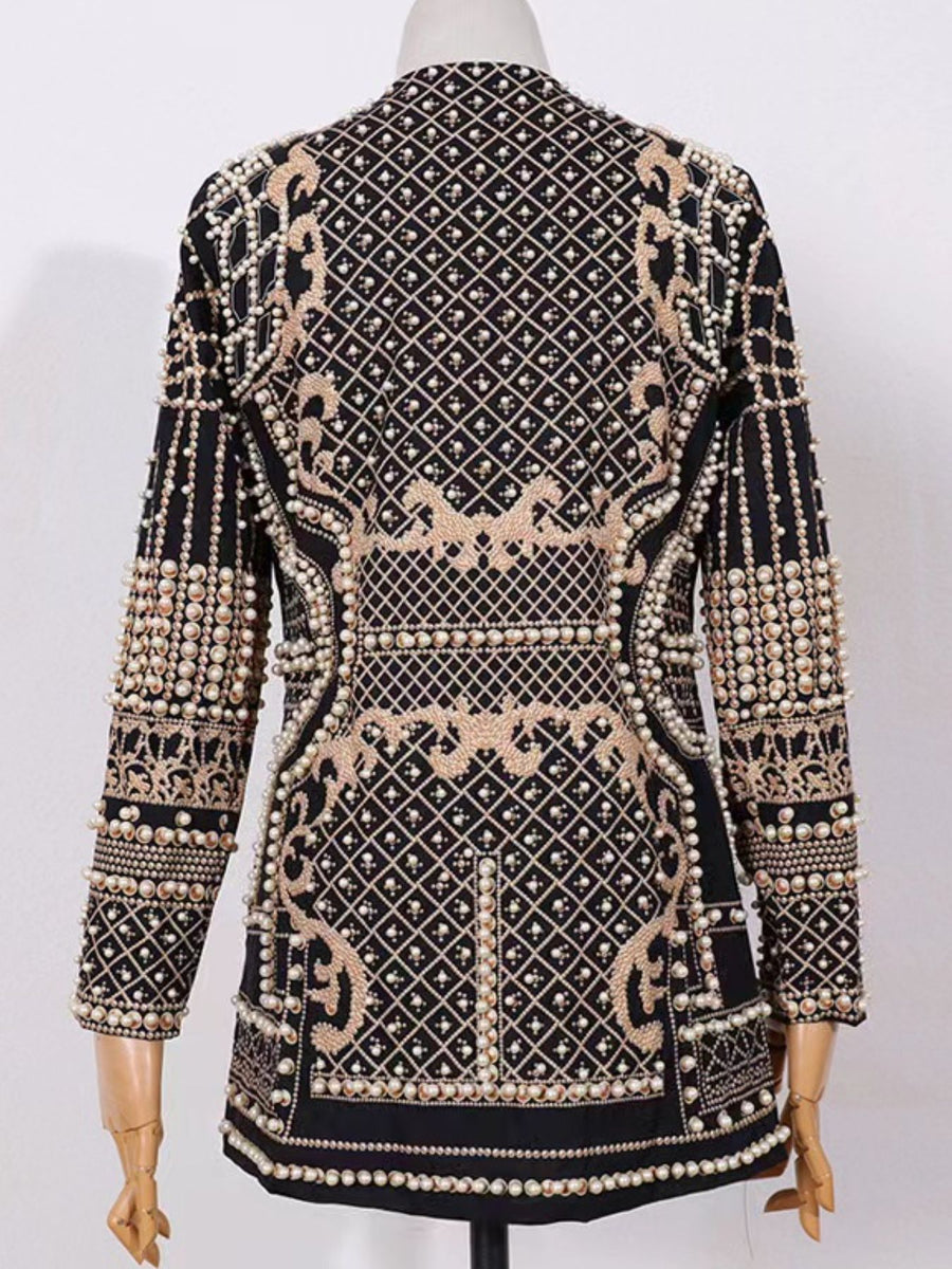 blazer featuring geometric in gold with Polyester texture