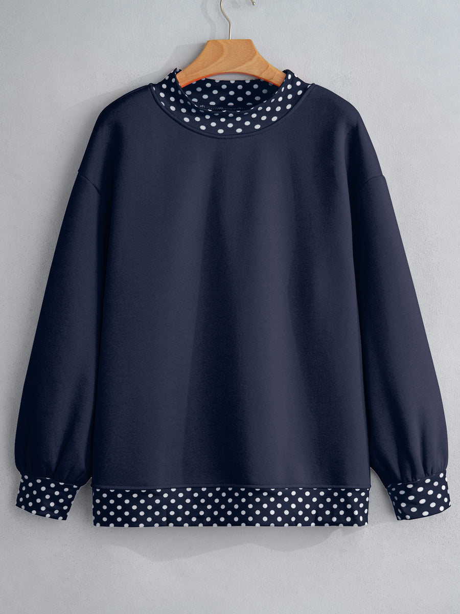 Indigo sweatshirt featuring basic style and polka dot