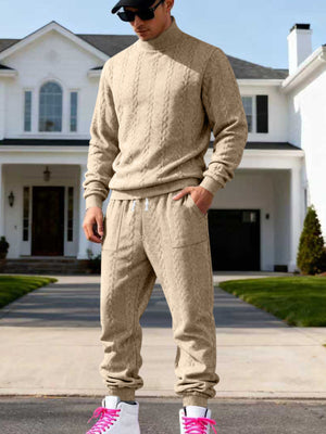 lounge set in Light Gray with cable-knit and hip-length, full-length