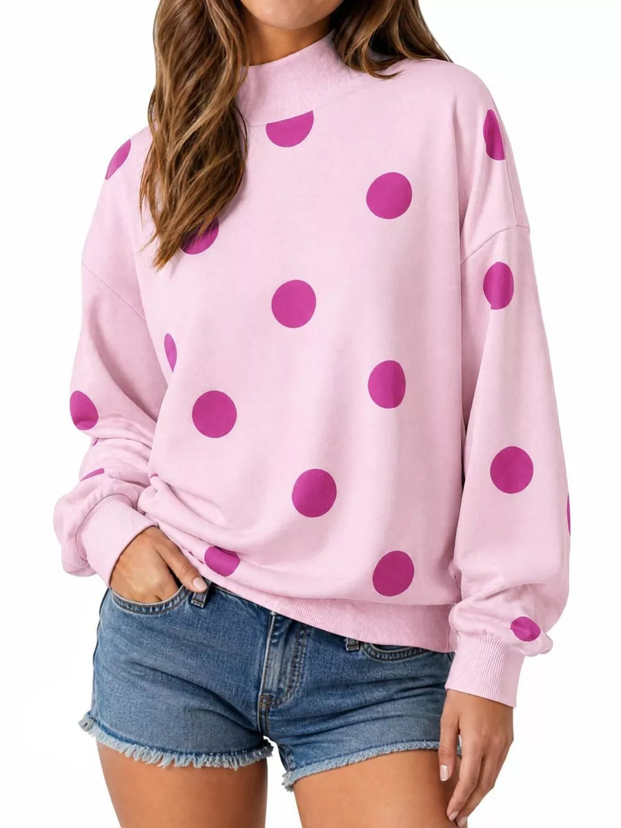 Pink sweatshirt with hip-length and pullover