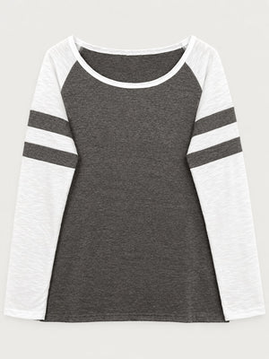 Color-Block Raglan Sleeve T-Shirt Plus Size in Cerise with raglan sleeve
