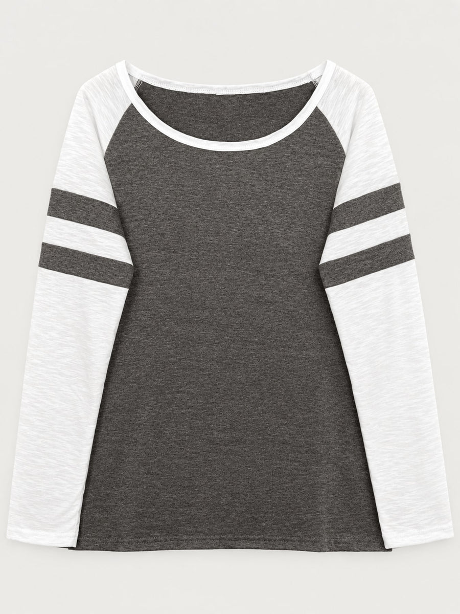 Color-Block Raglan Sleeve T-Shirt Plus Size in Cerise with raglan sleeve
