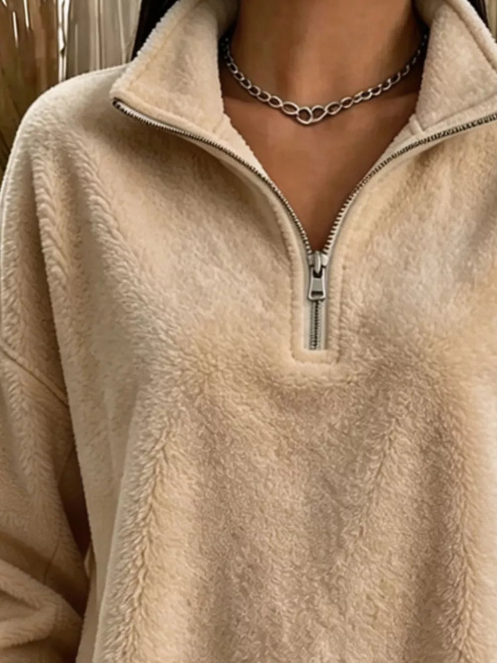 100% polyester Care instructions: Machine wash cold sweatshirt in Army Green with relaxed silhouette