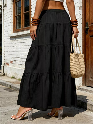 Black Maxi Ruched Skirt