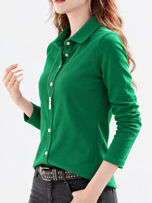 button-down shirt in Black with collared and long sleeve