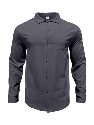 Khaki with Men's Full Size Button Up Long Sleeve Shirt And Pants Set