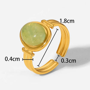 Vintage Natural Stone 18k Gold Plated Adjustable Ring in gold
