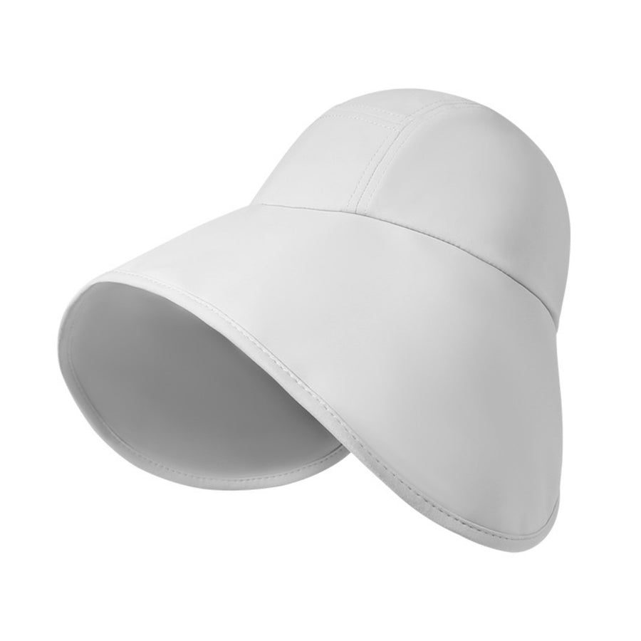 Light gray wide brim sun hat with UV protection and a casual design.