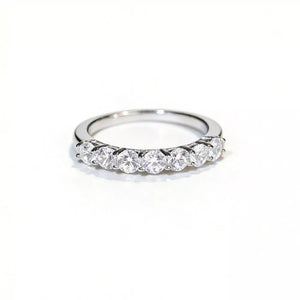 925 Sterling Silver Zircon Ring in clear with gemstone-embellished